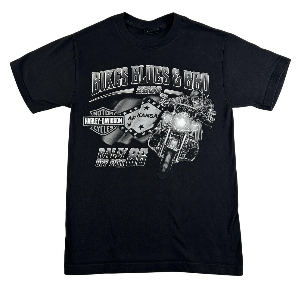 Harley-Davidson Shirt Mens Small Black Bikes Blues & BBQ 2023 Pig Trail Tee
